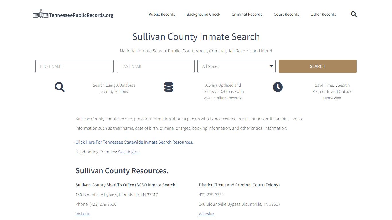 Sullivan County Inmate Search - SCSO Current & Past Jail Records
